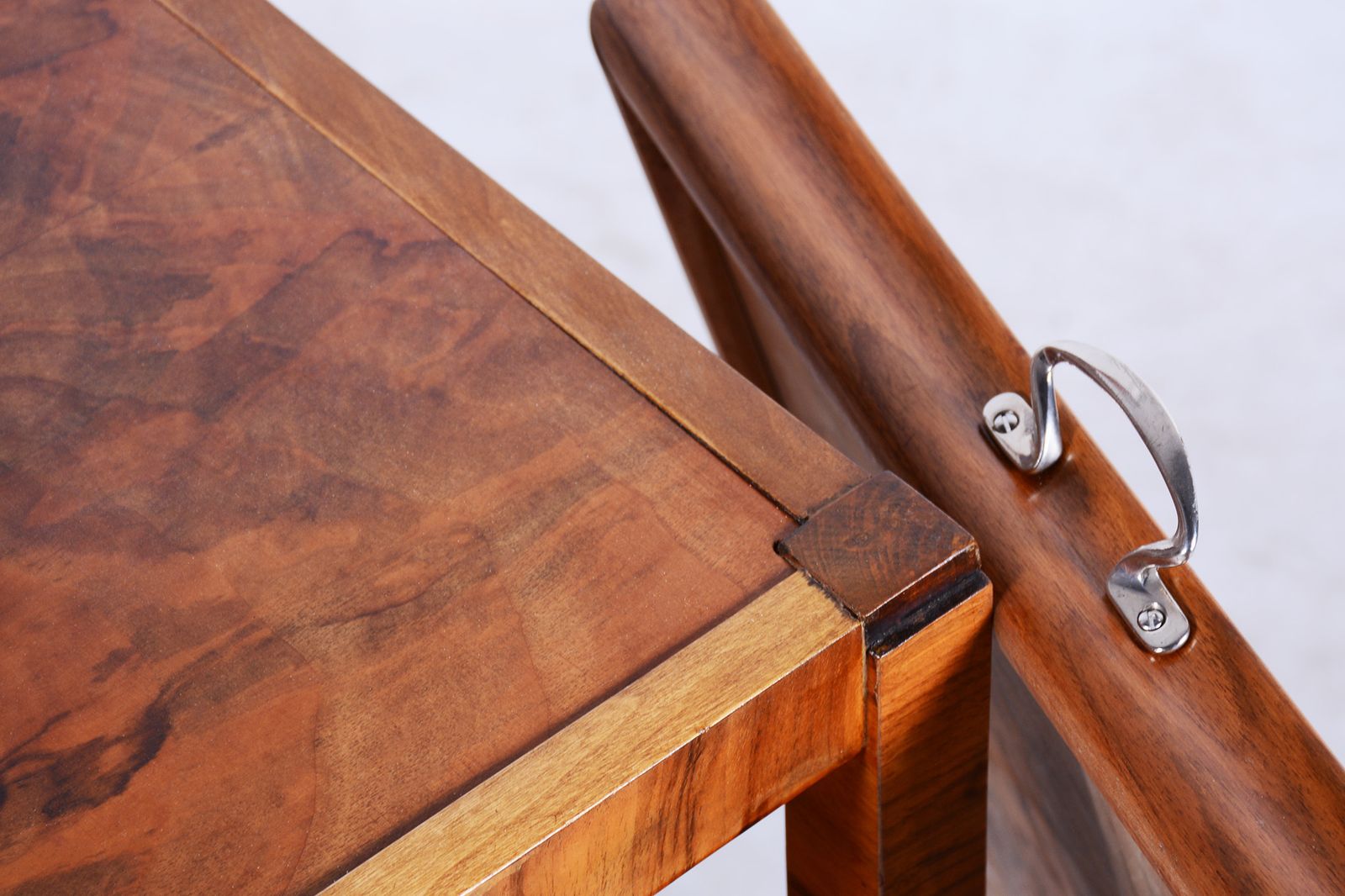 photo vinterior Restored Art Deco Walnut Trolley, New Polish, Czechia, 1930s