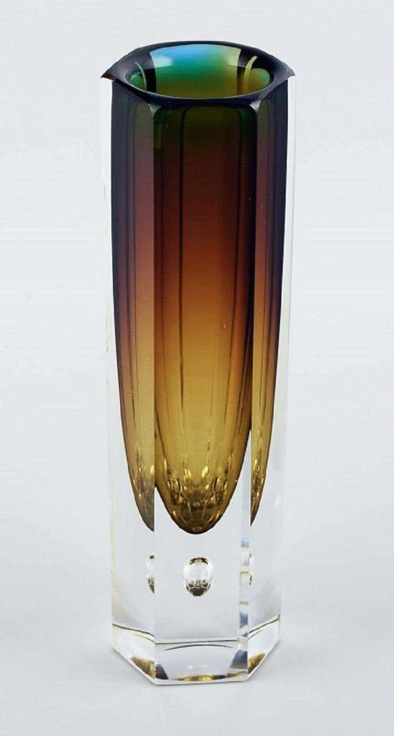 Murano, Slim Vase In Smoky Mouth Blown Art Glass, Italian Design, 1960s photo furniture