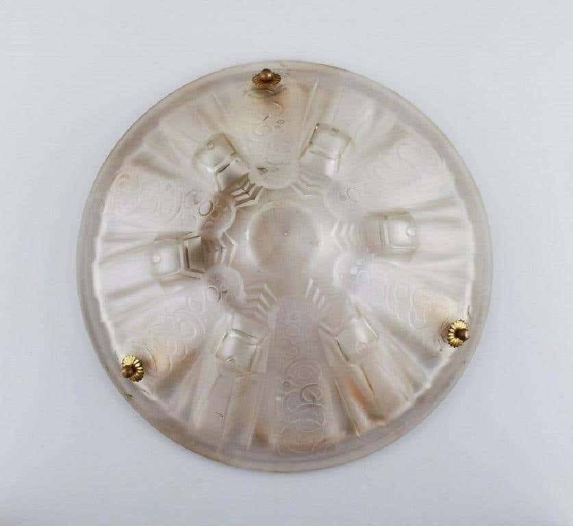Muller Frères, Luneville, Large Impressive Art Deco Chandelier With Foliage photo for sale