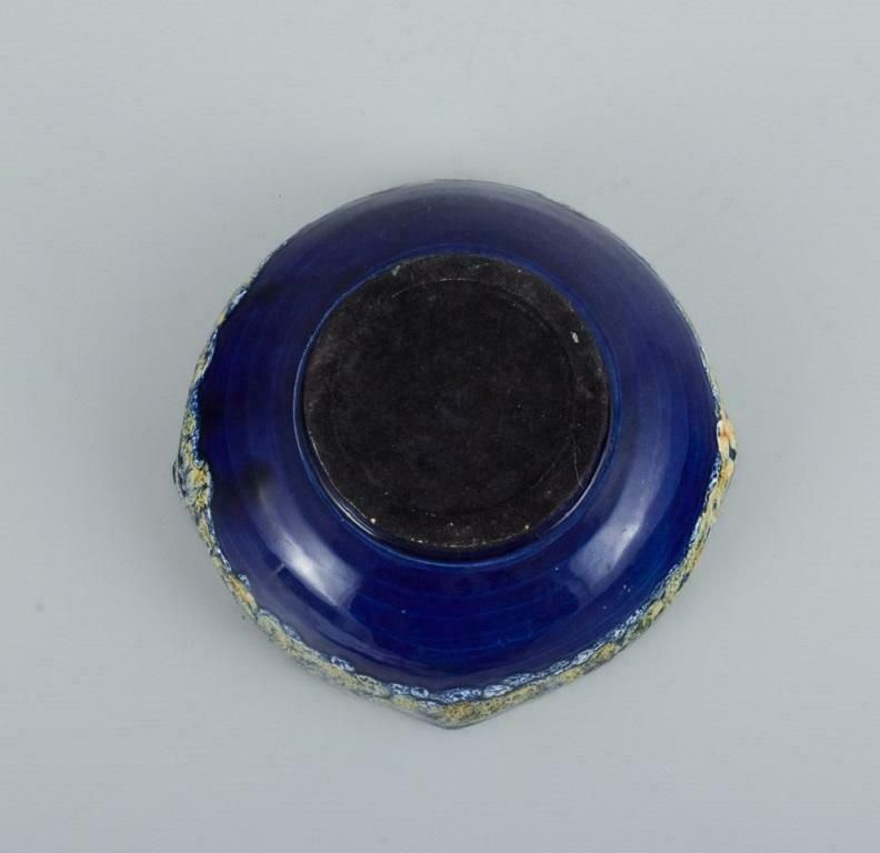 Vallauris, France, Three Ceramic Bowls In Brightly Coloured Glazes. 1960/70s. photo vintage