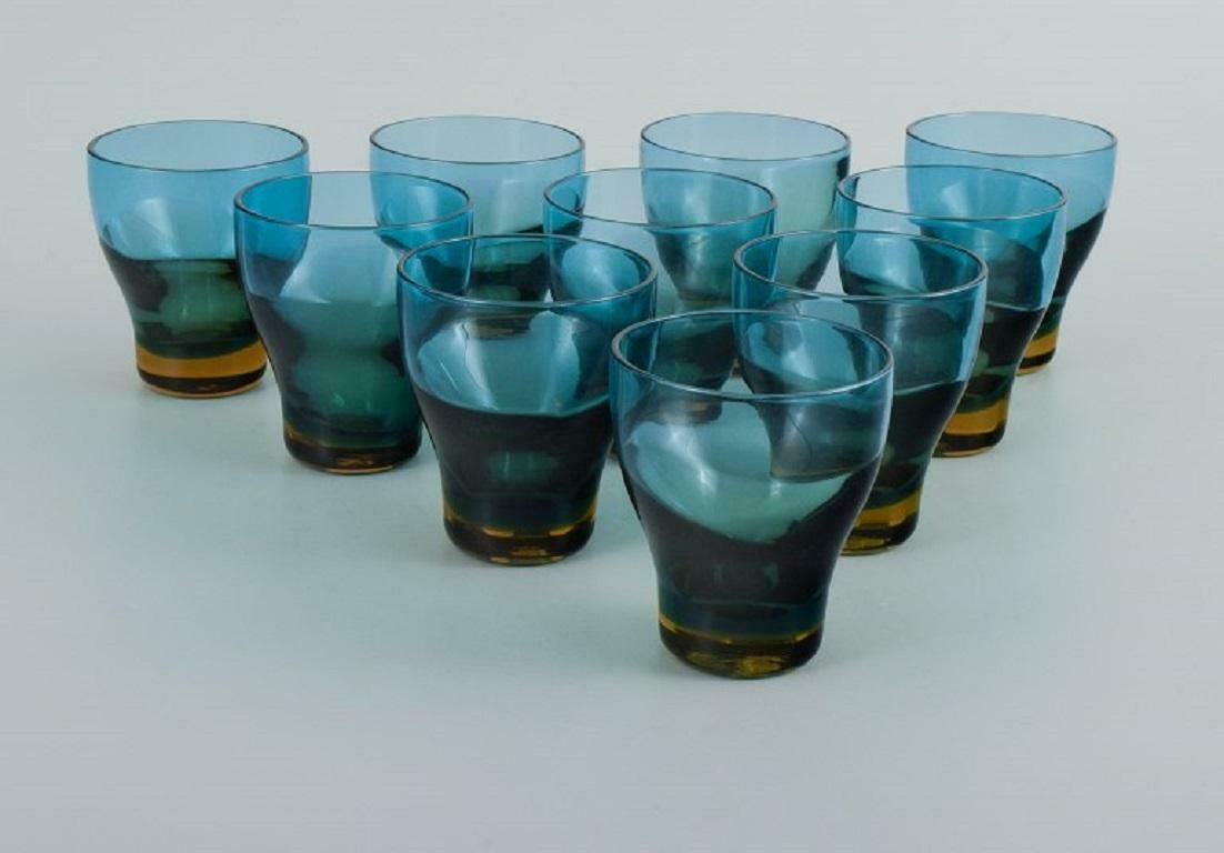 Göran Wärff For Pukeberg. A Set Of 10 Unique Blue Green "Tropico" Shot Glasses. photo furniture