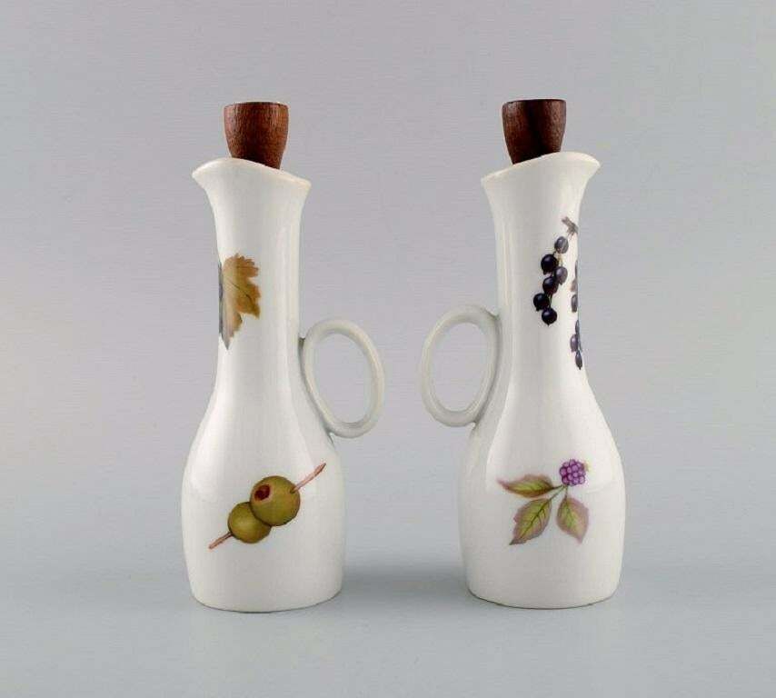 Royal Worcester, England. Evesham Oil / Vinegar Set In Porcelain