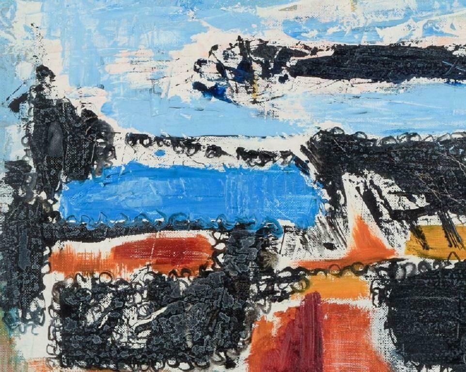Carl Johansson Listed Swedish Artist  Abstract Composition Oil On Canvas photo for sale
