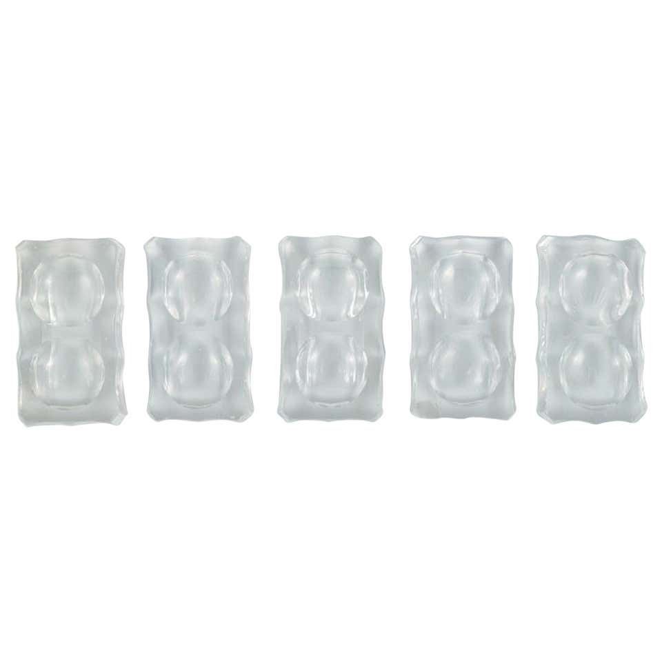 Baccarat, France, Five Art Deco Double Salt Cellars, Faceted Crystal Glass