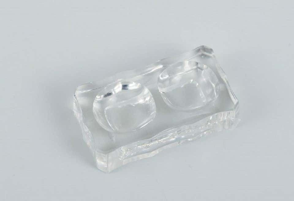 Baccarat, France, Five Art Deco Double Salt Cellars, Faceted Crystal Glass photo 256.0
