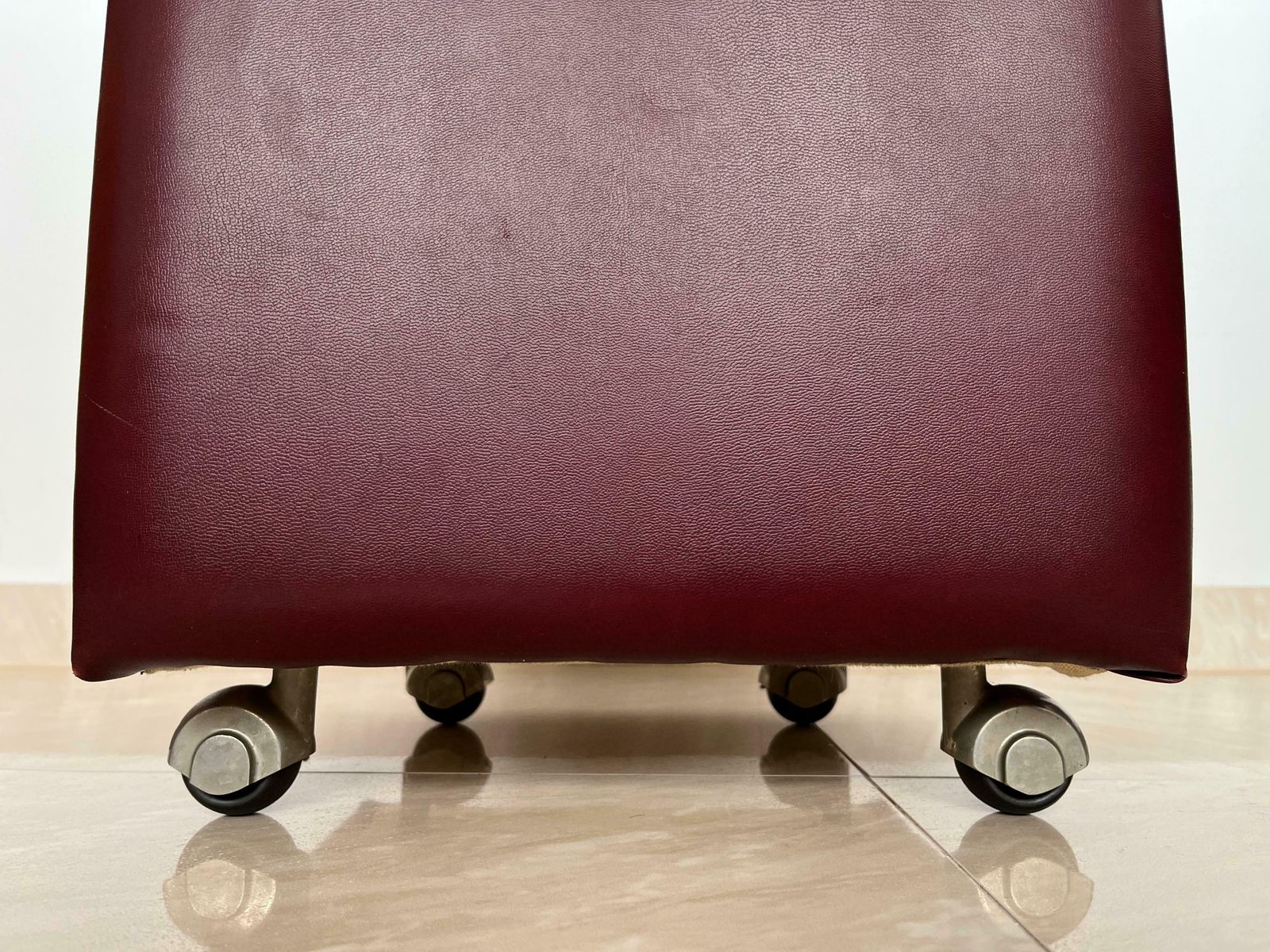 Pair Of Mid Century Design Wheel Stools Or Tabourets Artificial Leather 1970s photo for sale