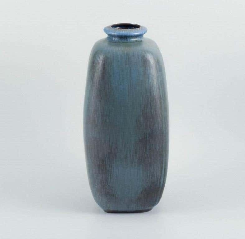 Knabstrup Ceramic Vase With Glaze In Shades Of Blue And Grey, 1960s photo furniture