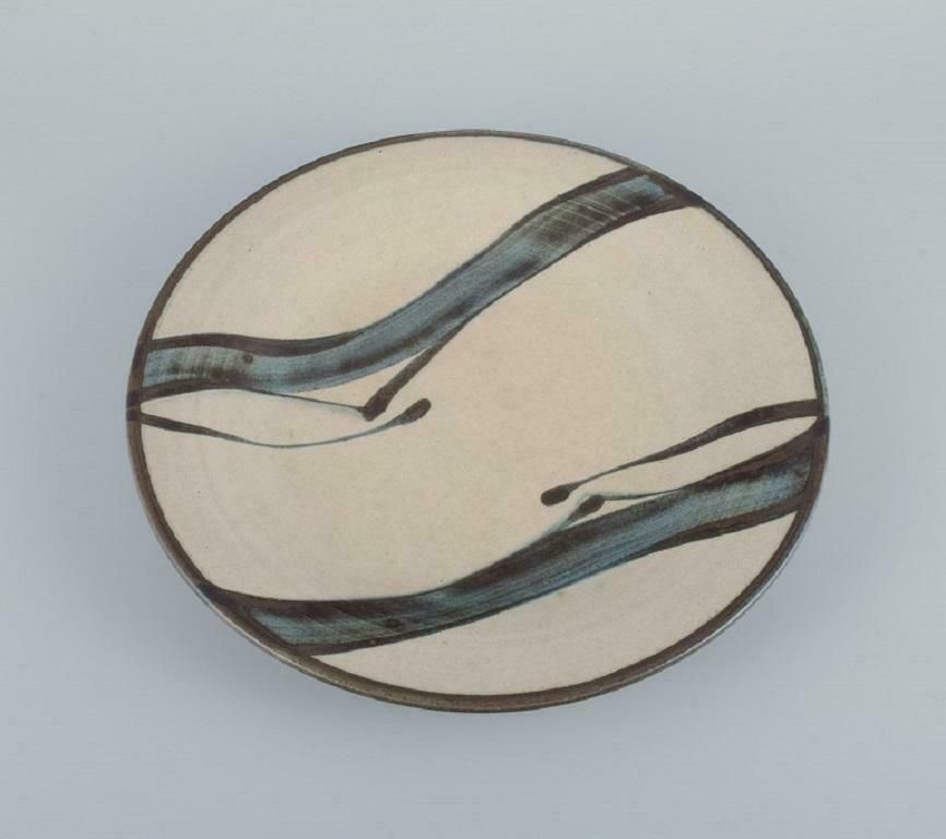 Kähler, Hak. Round Dish In Glazed Stoneware In Beautiful Light And Blue Shades. photo for sale