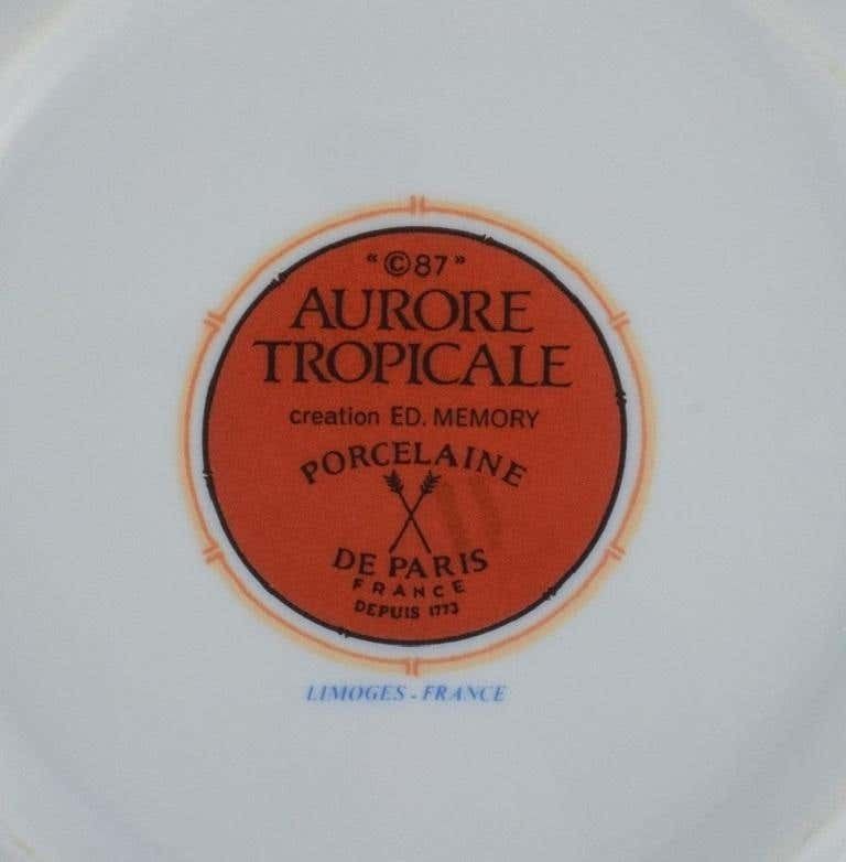Porcelaine De Paris Aurore Tropicale Two Coffee Cups And A Plate, Limoges photo for sale