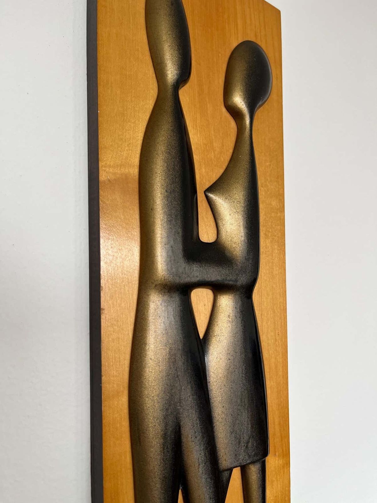 Midcentury Design Wall Wood Decoration / Lovers, 1960s   Czechoslovakia photo furniture