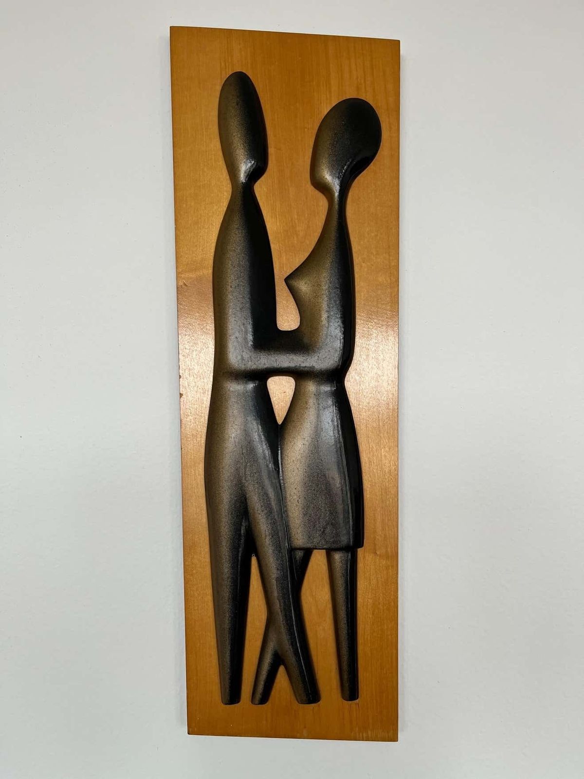 Midcentury Design Wall Wood Decoration / Lovers, 1960s   Czechoslovakia photo Art