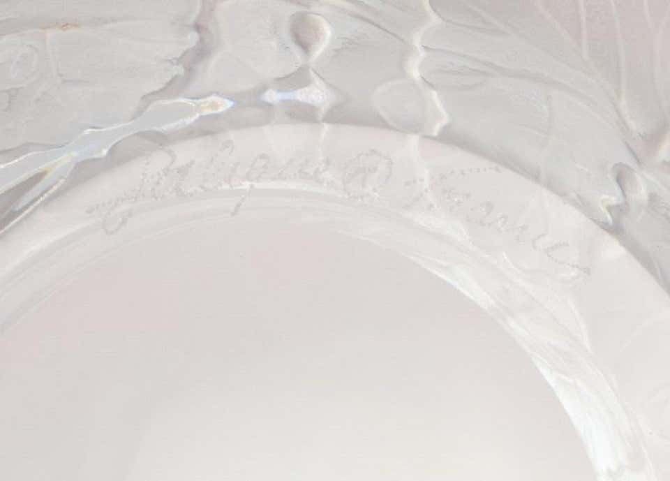 Lalique Bottle Tray In Clear Art Glass With Flower Decoration, Approx. 1980 photo 254.0