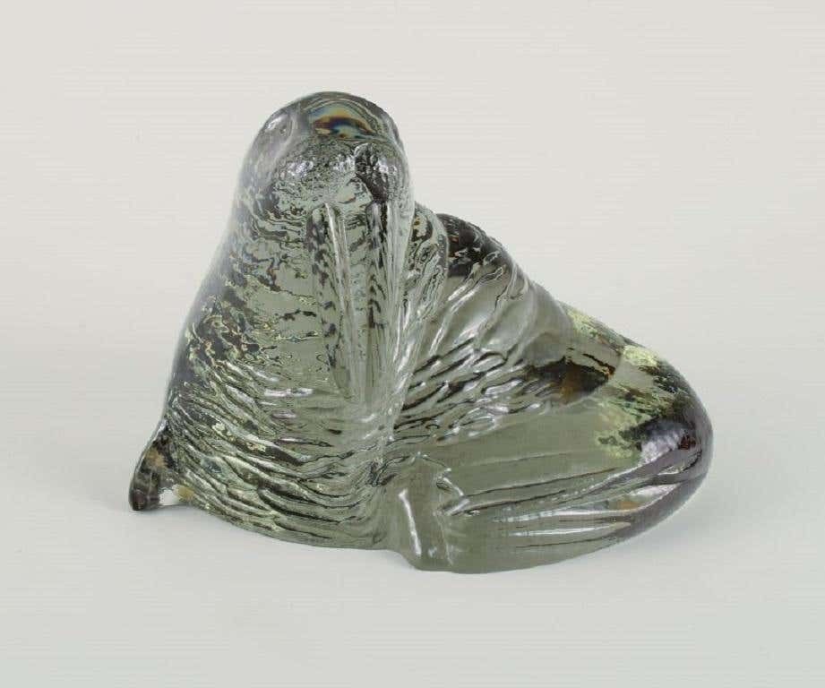 Paul Hoff For Swedish Glass, Two Figures Of An Orangutan And A Walrus photo Home Decor