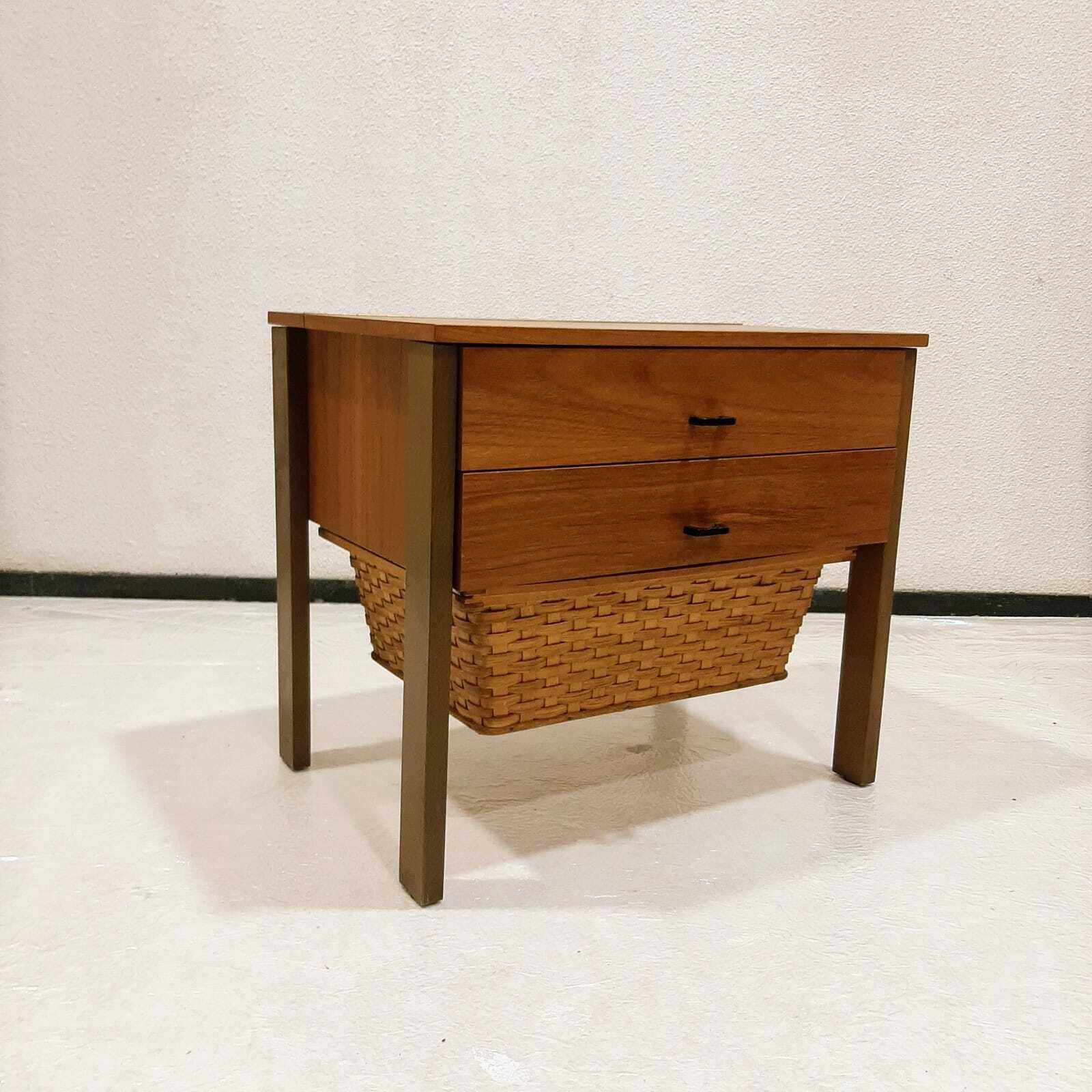 photo furniture Sewing Cabinet With Reed Basket By Horn Collection, West Germany 1950s