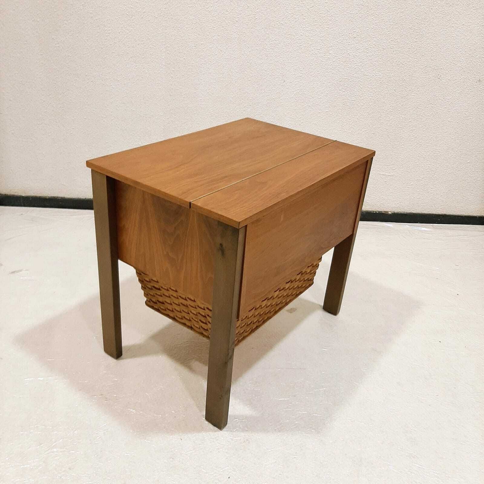 photo vinterior Sewing Cabinet With Reed Basket By Horn Collection, West Germany 1950s