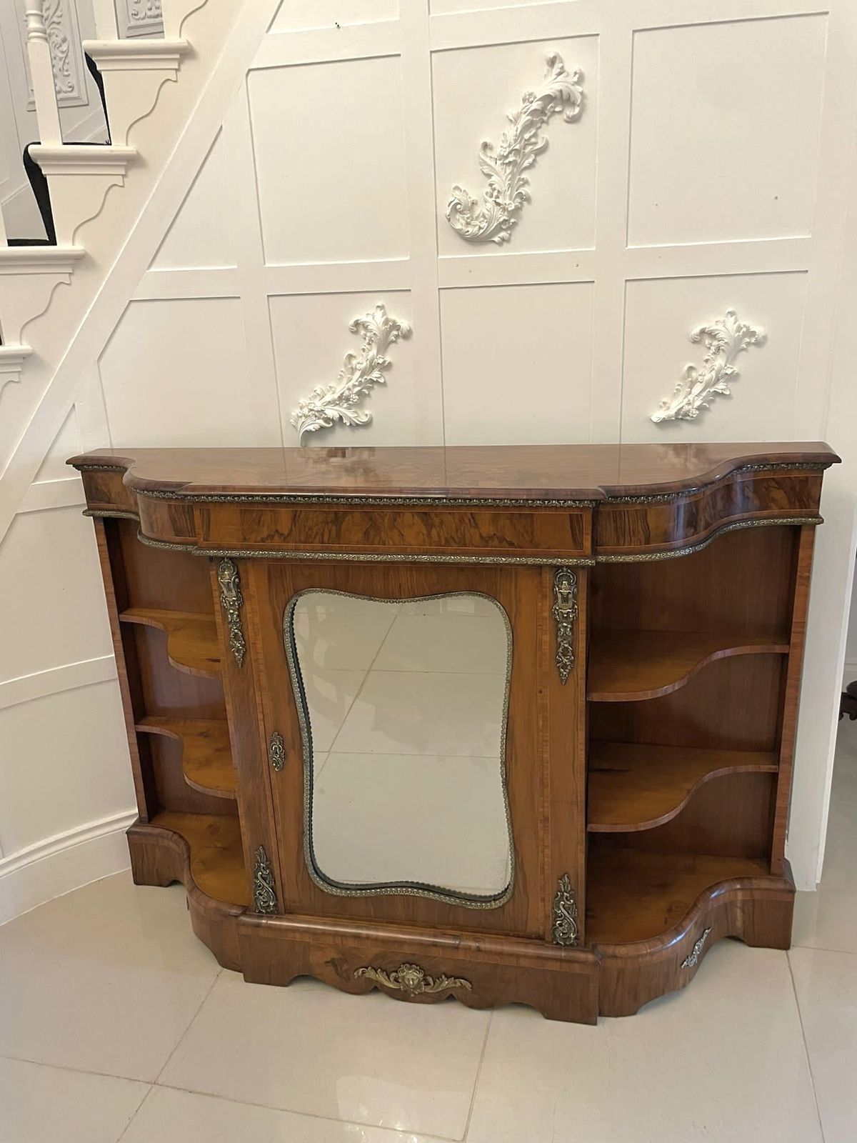 photo for sale Fine Quality Antique Burr Walnut And Ormolu Credenza/Sideboard