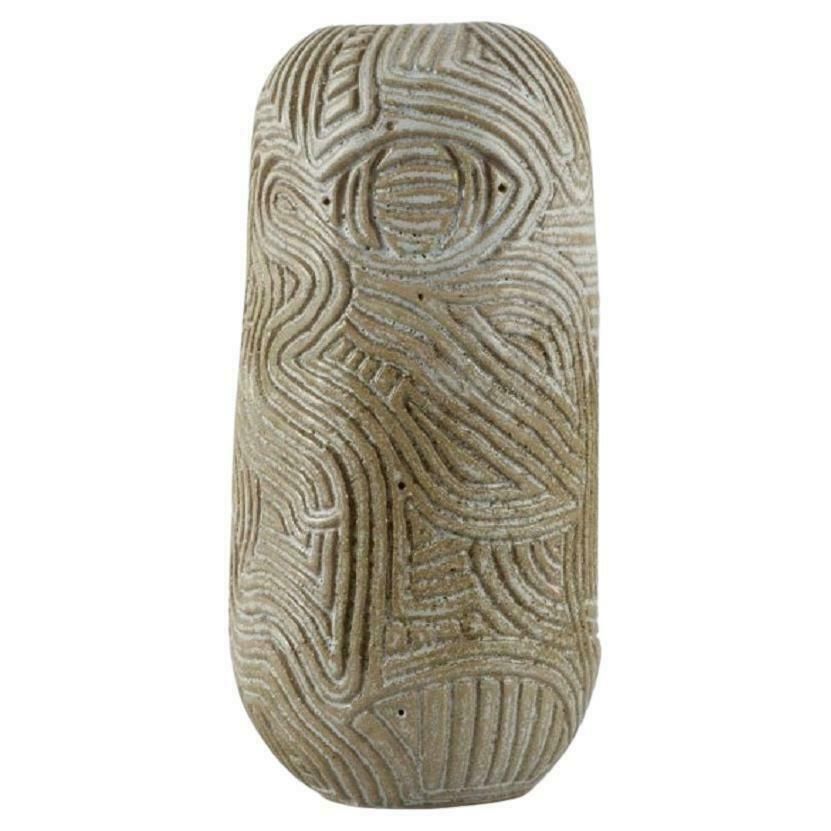 Christina Muff, Danish Contemporary Ceramicist. Unique Hand Carved Vase