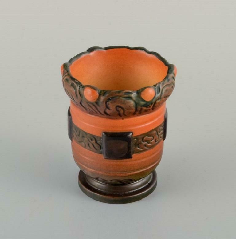 Ipsens Denmark. Two Art Nouveau Jars In Hand Painted Glazed Ceramic. 1920s. photo 254.0