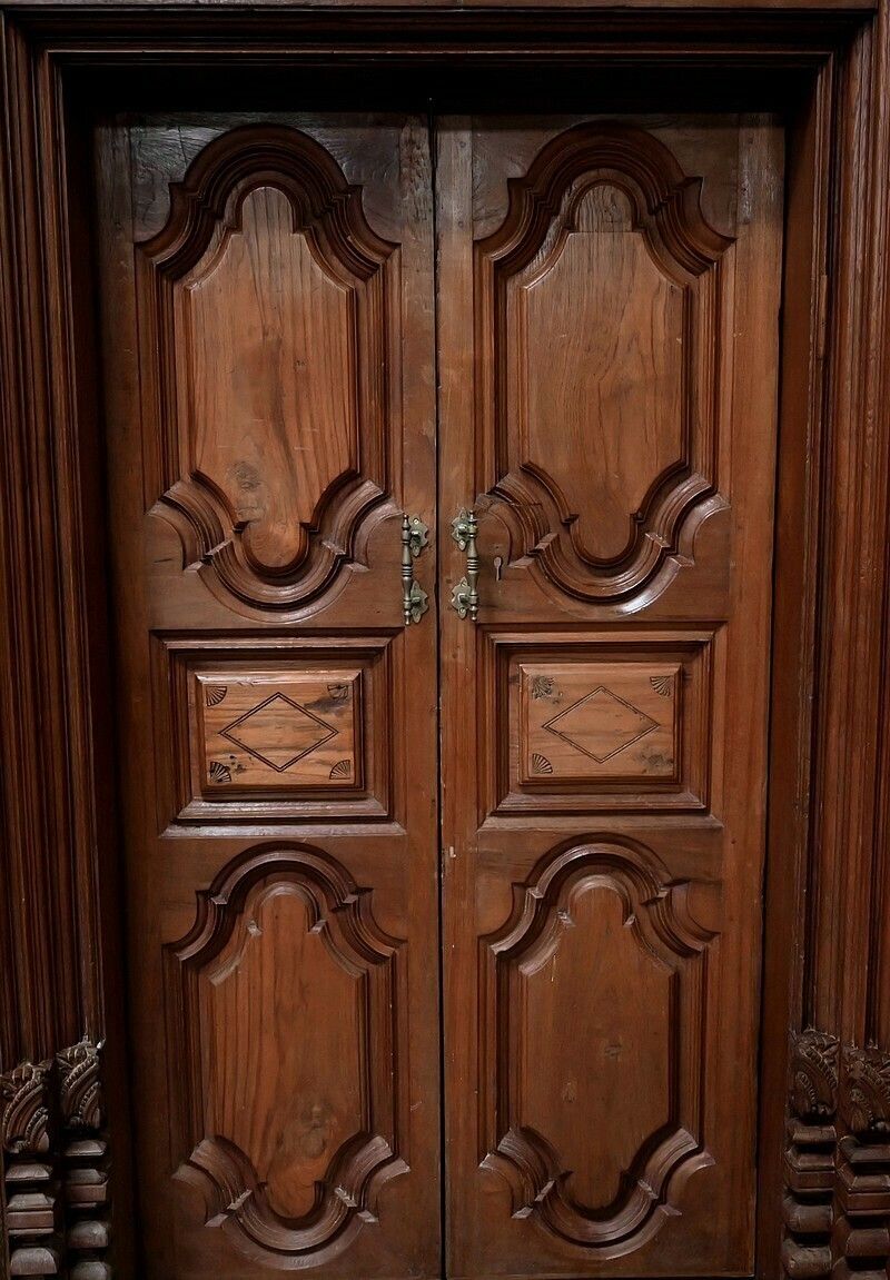 Rare Indian Teak Doors, Louis XIV Style, Pondichery, 19th Century photo buy