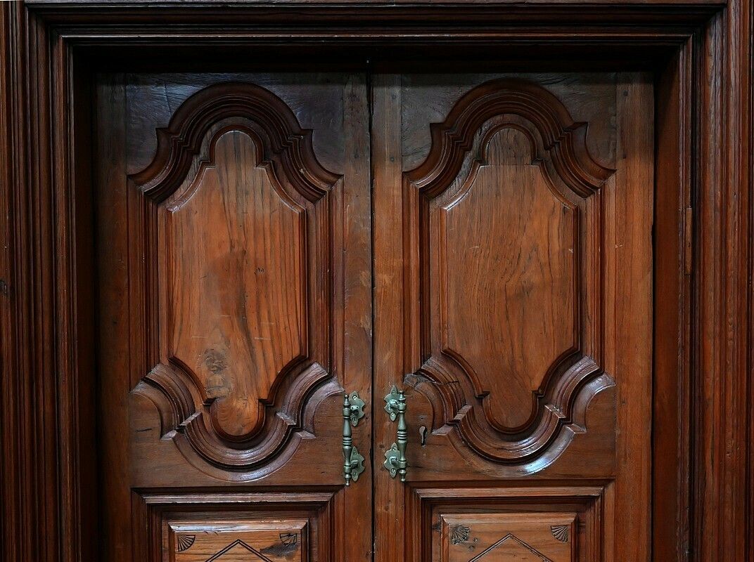 Rare Indian Teak Doors, Louis XIV Style, Pondichery, 19th Century photo vintage