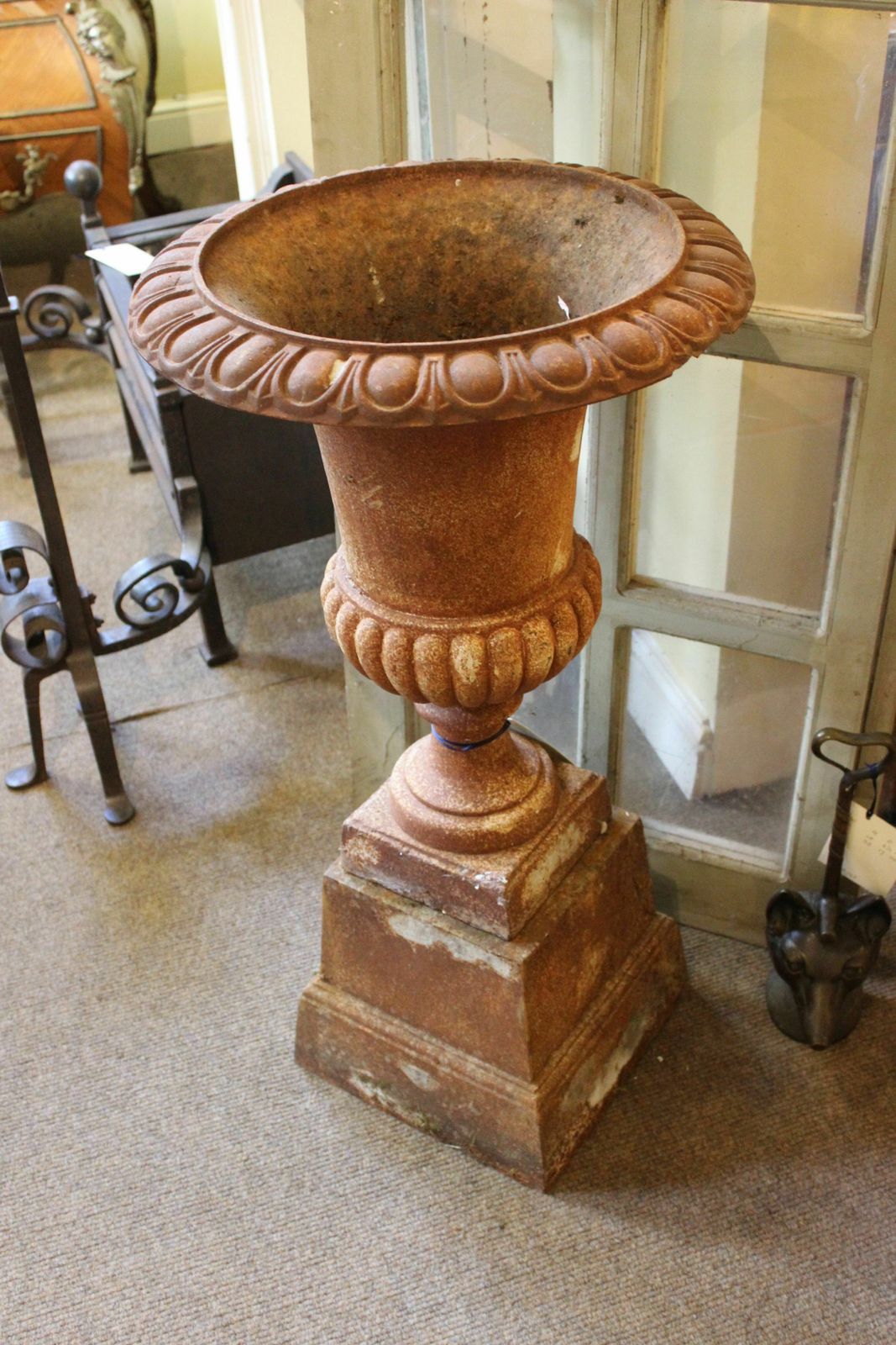 Pair Of Edwardian Cast Iron Urns On Stands photo 950.0