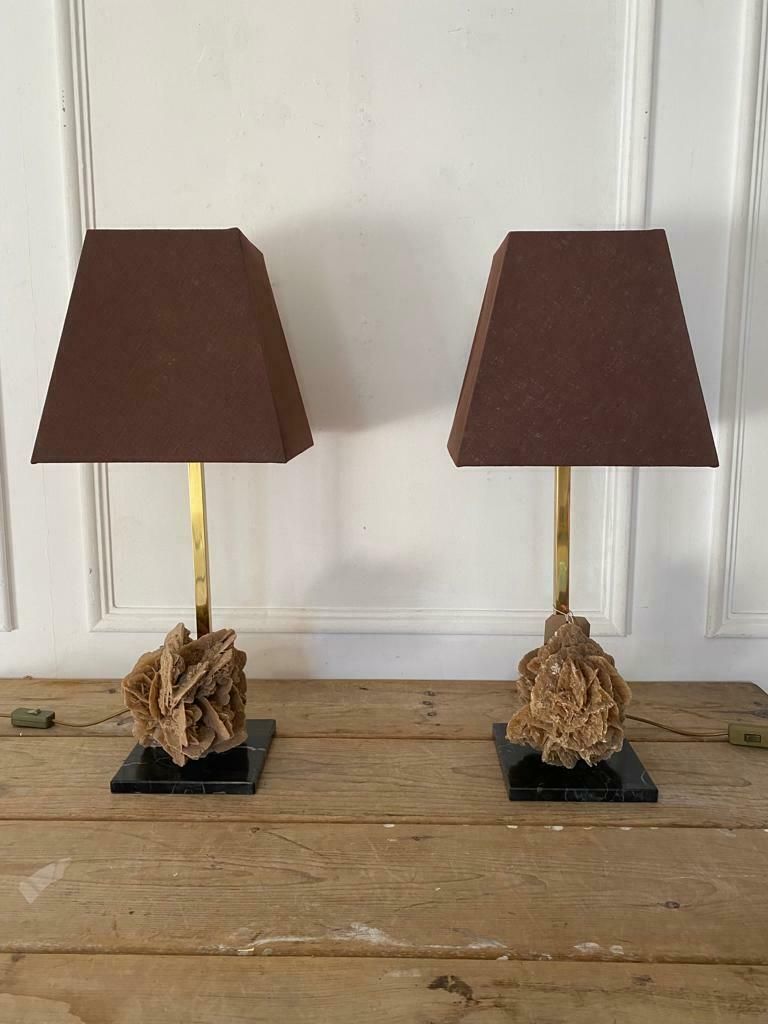 Pair Of French Mid Century Desert Rose Table Lamps photo furniture