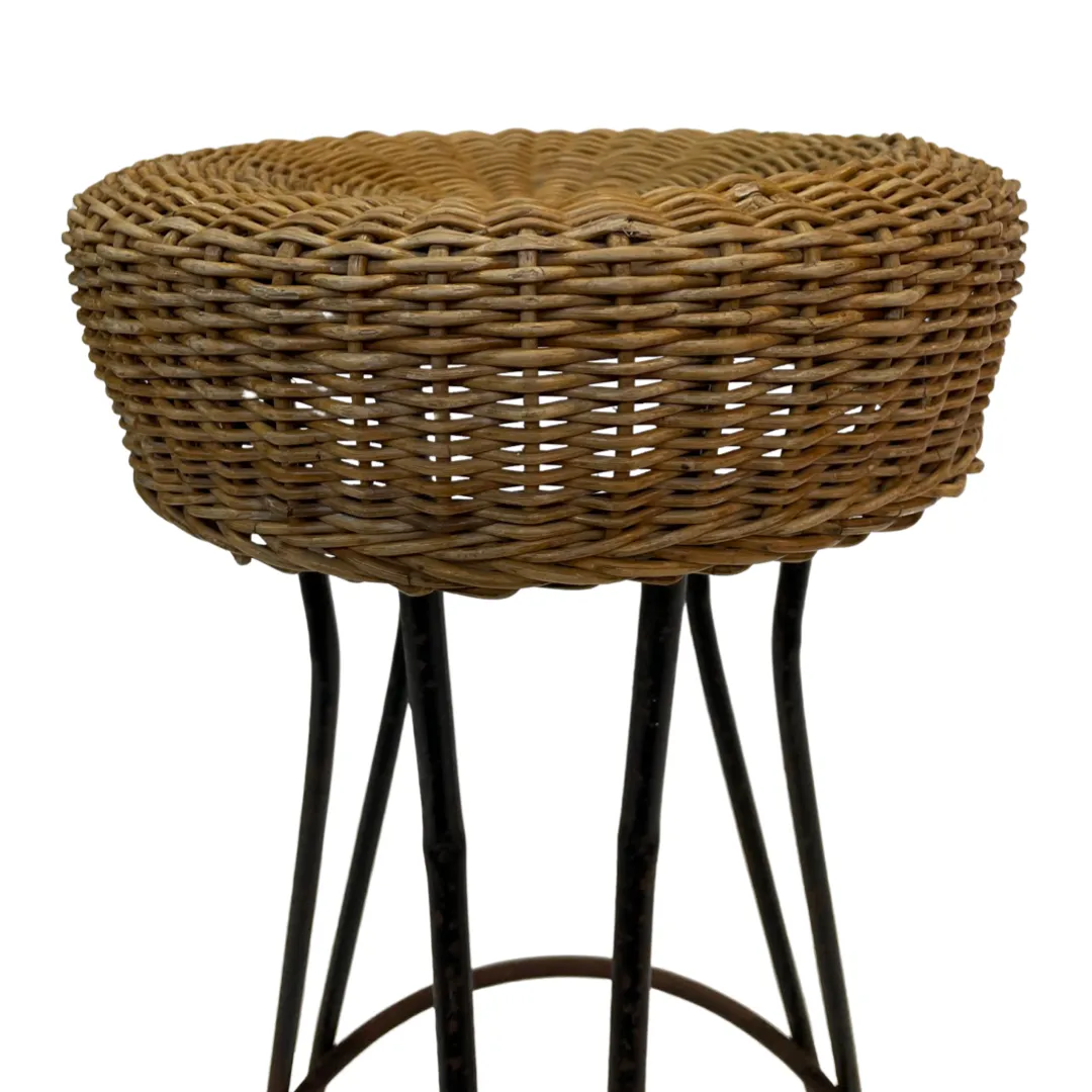 Vintage Stool Rattan Rohe Noordwolde Netherlands 1960s Design photo vinterior