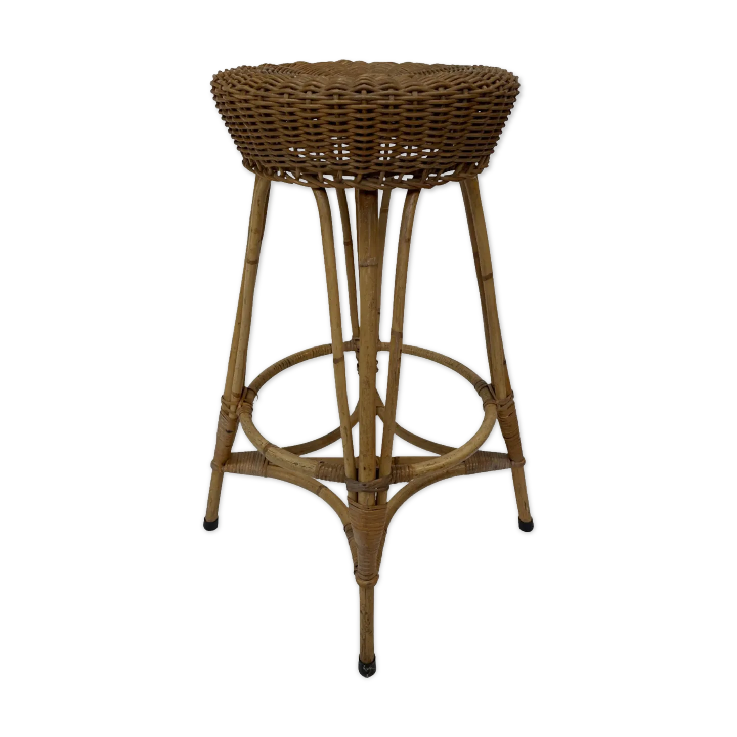 Vintage Rattan Stool From The 60s
