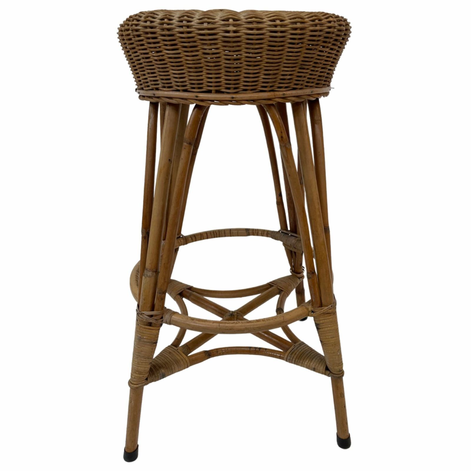227.76 Vintage Rattan Stool From The 60s photo