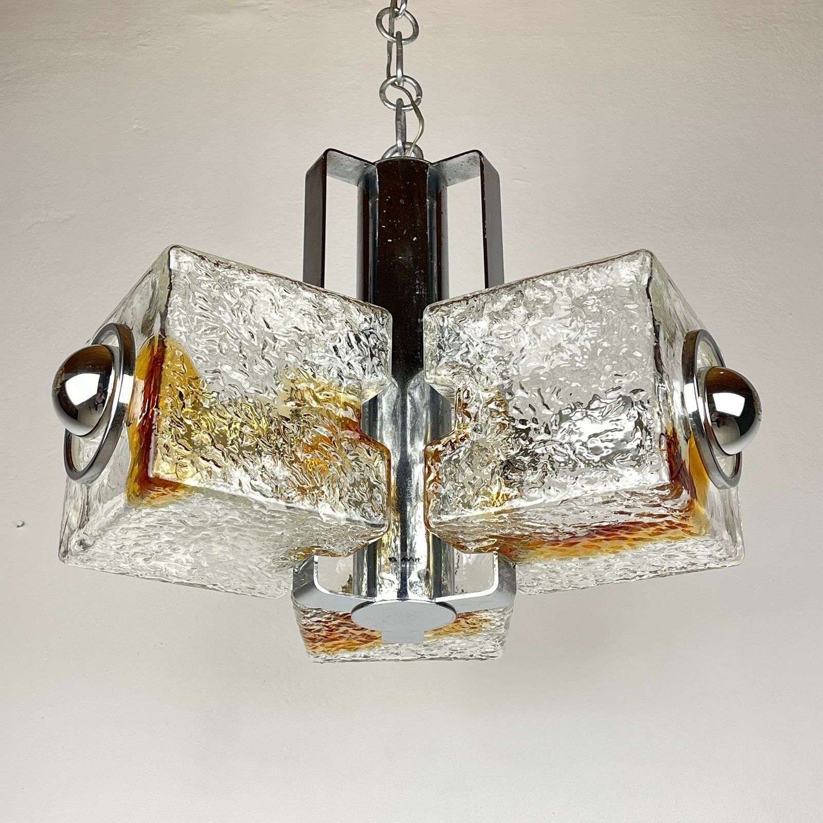 Cube Design Murano Chandelier By Toni Zuccheri For Veart Italy 1970s photo vinterior