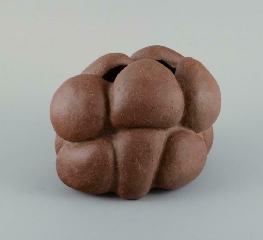 Christina Muff Danish Contemporary Ceramicist Golden Brown Stoneware Vessel photo for sale