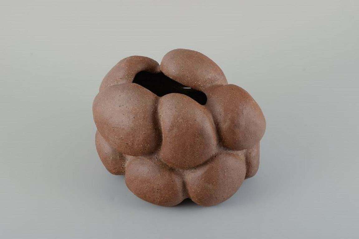 Christina Muff Danish Contemporary Ceramicist Golden Brown Stoneware Vessel photo 678.0
