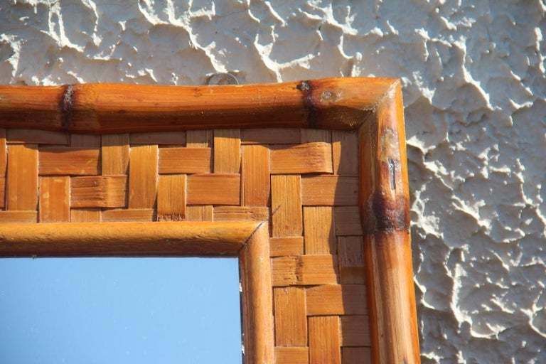 Old Bamboo Wall Mirror Italian Design Gabriella Crespi Style, 1960 Light Brown photo furniture