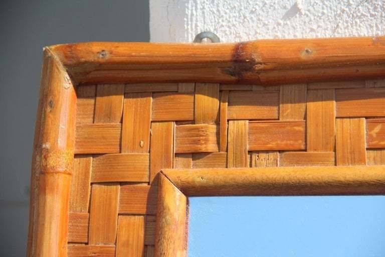 Old Bamboo Wall Mirror Italian Design Gabriella Crespi Style, 1960 Light Brown photo 850.0