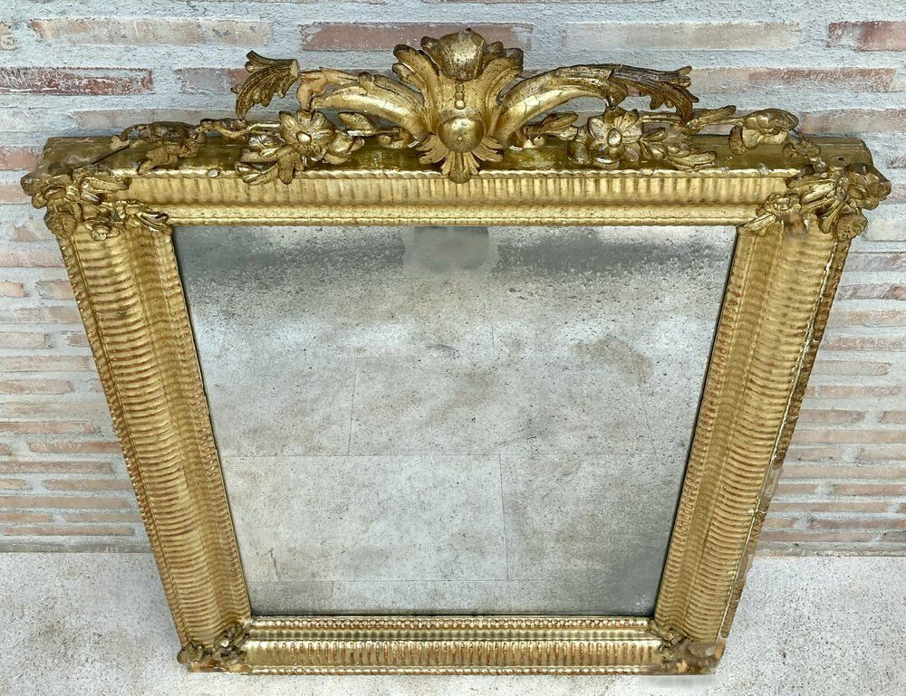 Antique French Louis XVI Gold Leaf Mirror, 1890s photo furniture