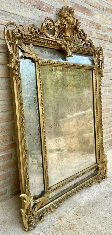 Antique French Louis XVI Gold Leaf Beveled Mirror, 1890 photo 17502.0