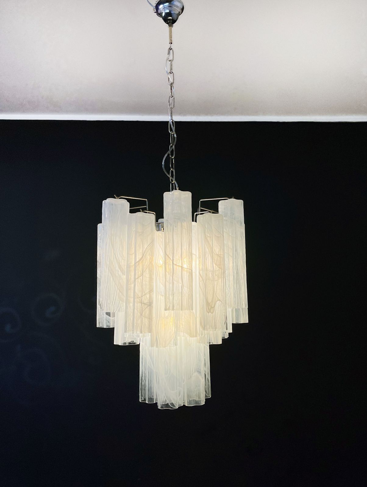 Fantastic Glass Tube Chandelier   30 Albaster White Glasses photo for sale