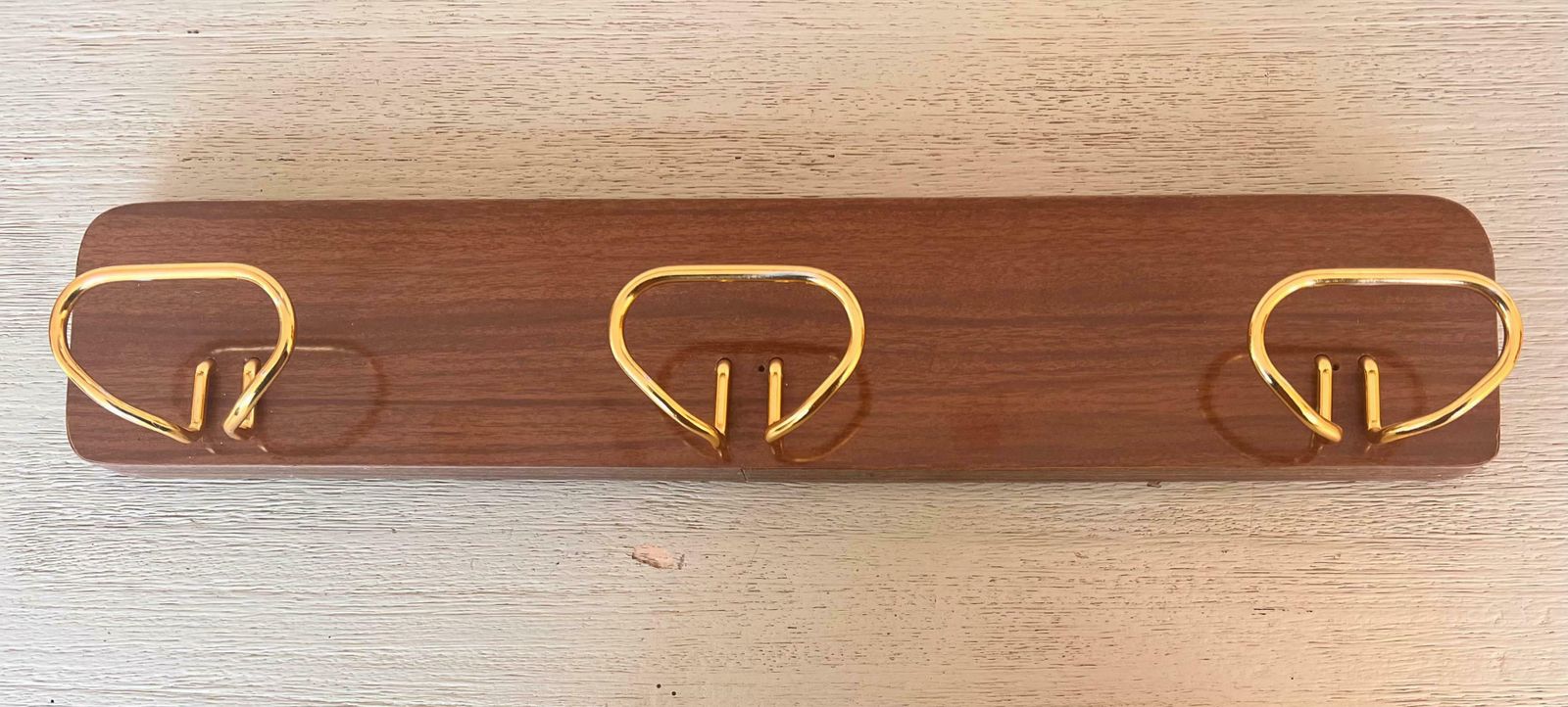 Porte-manteau mural en bois et laiton, Mid-Century Modern, Italie, années 1960 photo furniture