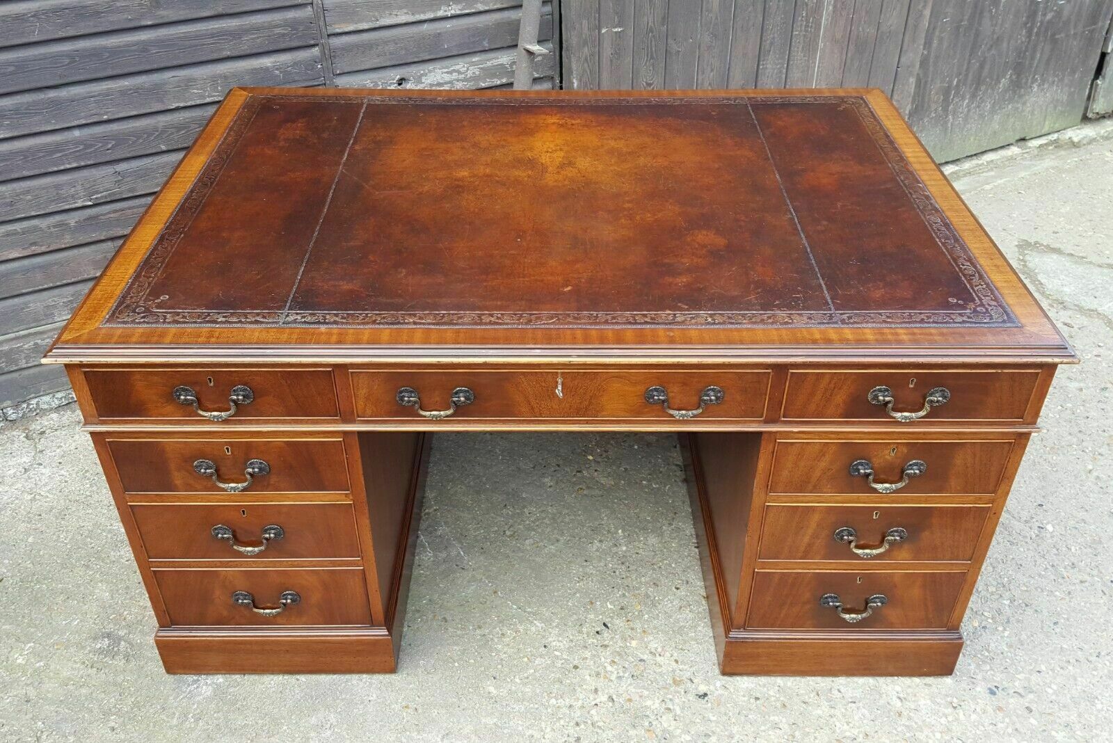 Antique Style Mahogany Partners Desk photo furniture