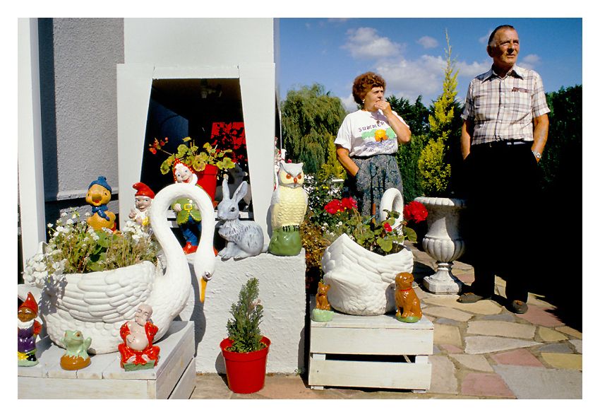 'No Place Like Gnome' Homer Sykes Framed In White photo furniture