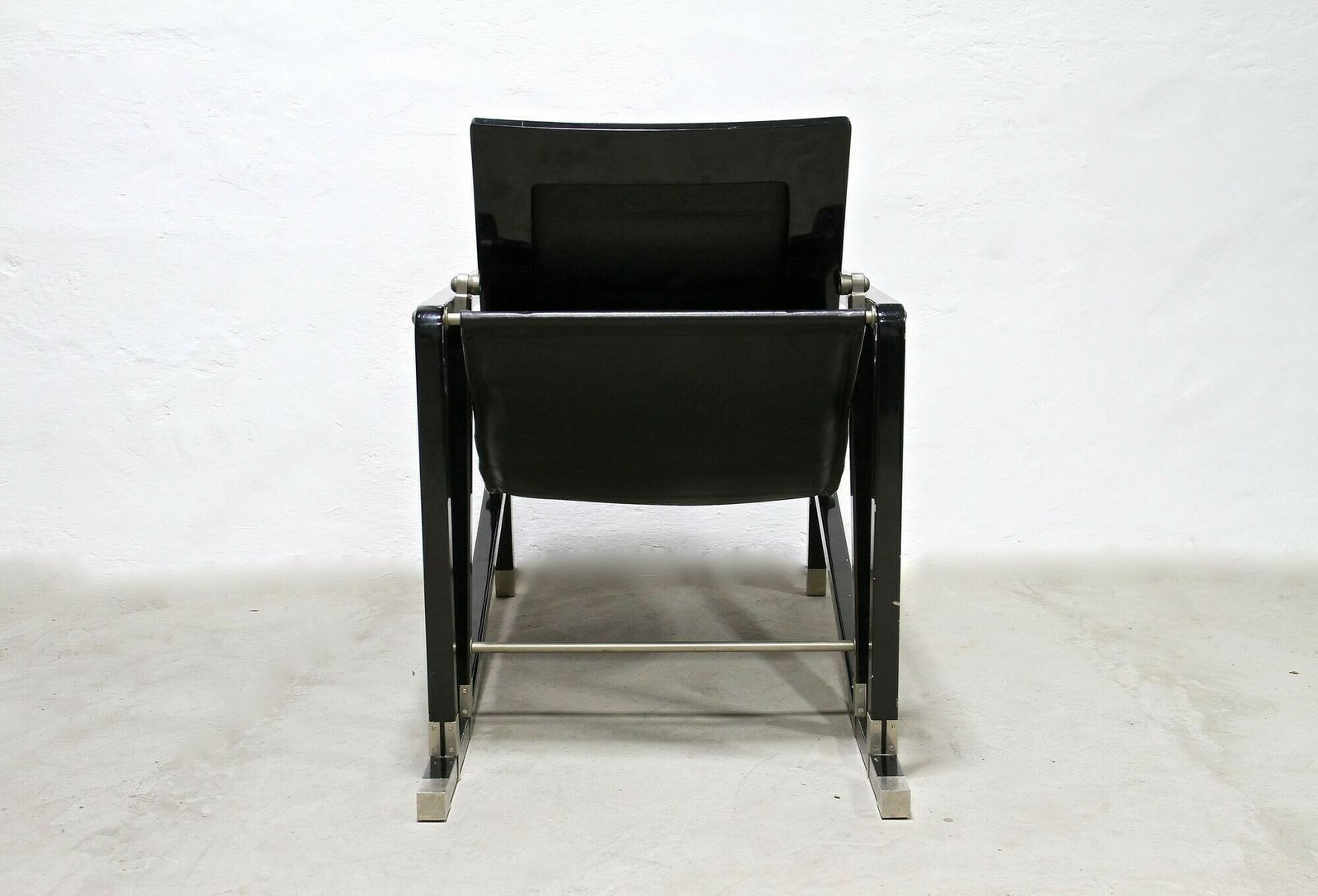 12440.0 Transat Chair With Black Leather, Design Eileen Gray 1927, France Ca. 1975 photo
