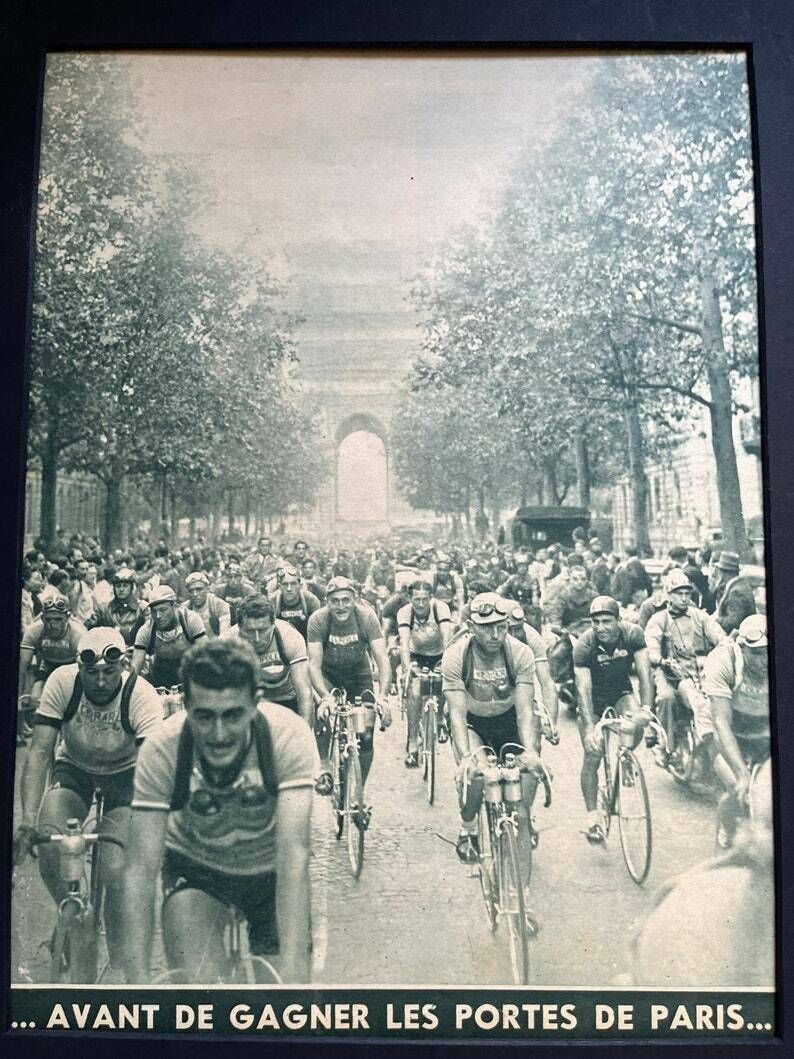 Vintage Cycling Print   Tour De France Louison Bobet 1950 photo Art