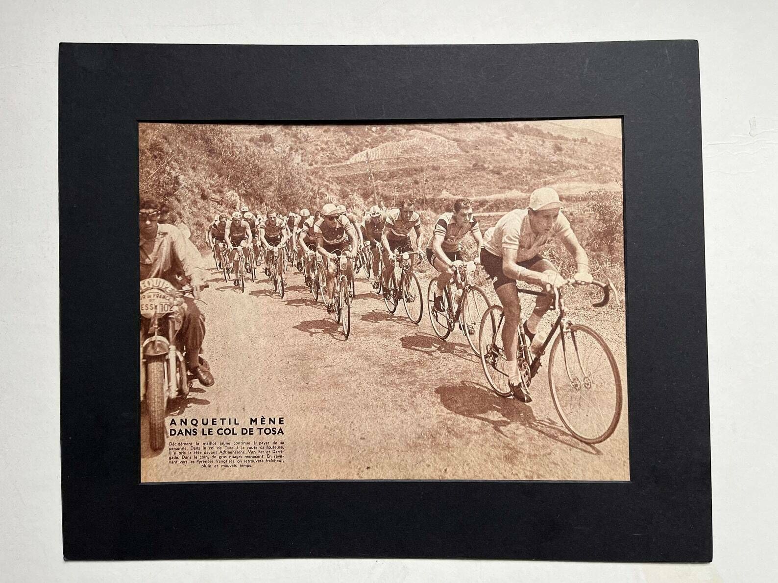 Jacques Anquetil Original Vintage Tour De France Cycling Print 1959 photo Art