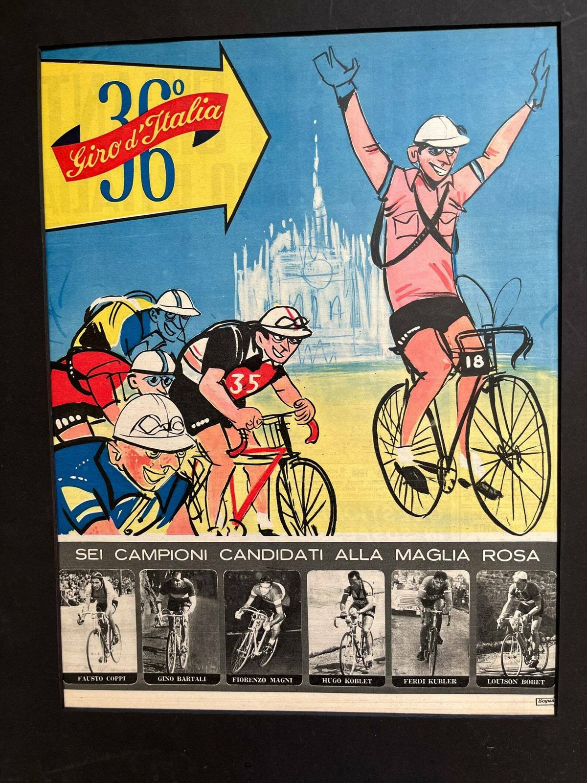 Fausto Coppi / Bianchi Original Vintage Cycling Print 1953 Giro D’italia photo vintage
