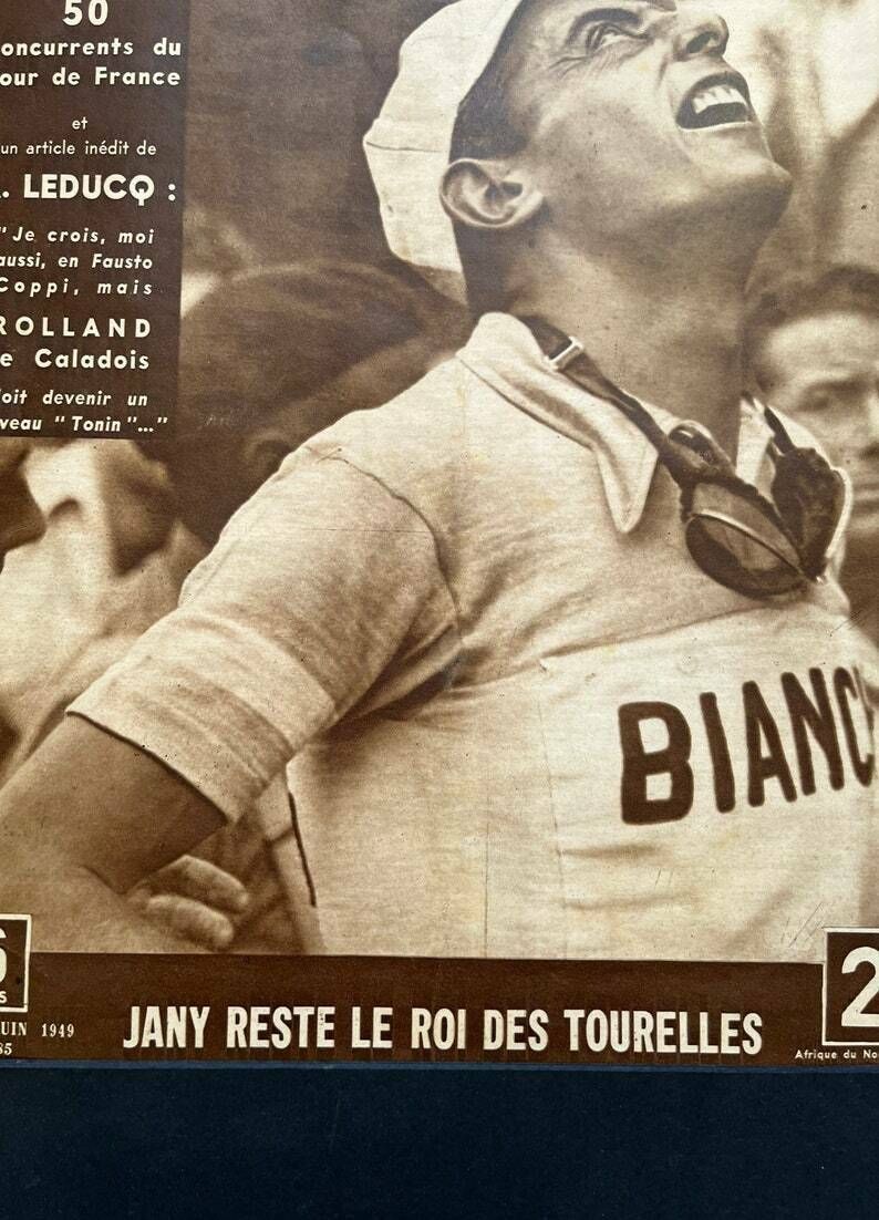 Fausto Coppi Original Vintage Cycling Print 1949 Tour De France photo Art