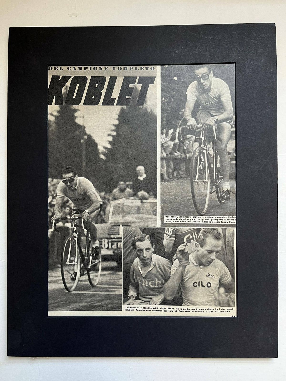 Hugo Koblet / Fausto Coppi Bianchi Original Vintage Cycling Print C1950
