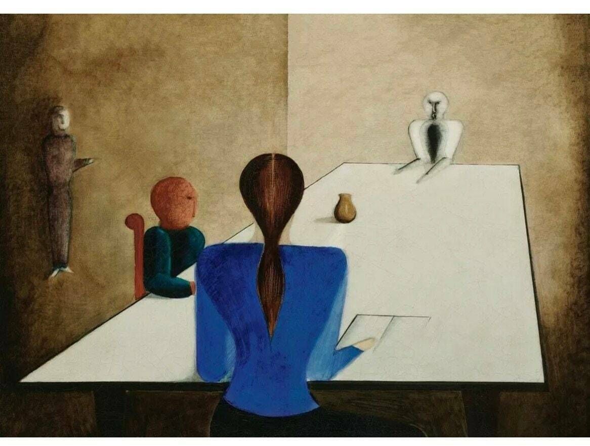 1923 Bauhaus Oskar Schlemmer Design Poster   Group At Table