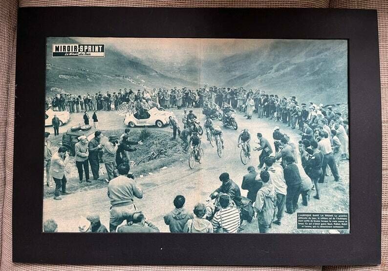 Original Tour De France Vintage Cycling Print Col De L’aubisque   Gaul, Bobet, Poblet photo furniture