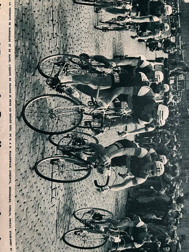 Original Vintage Tour De France Cycling Print   Brussels Atomium 1958 photo Art