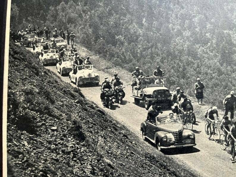 Vintage Tour De France Cycling Print 1950s Tourmalet photo vinterior